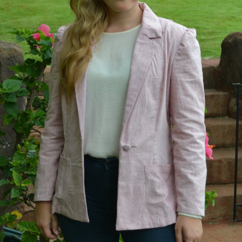 Women's Handmade Linen Blend Blazer, M, new